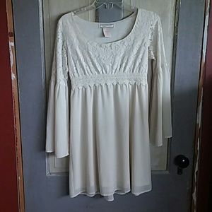 Flying Tomato Cream Lace Flowy Mini Dress